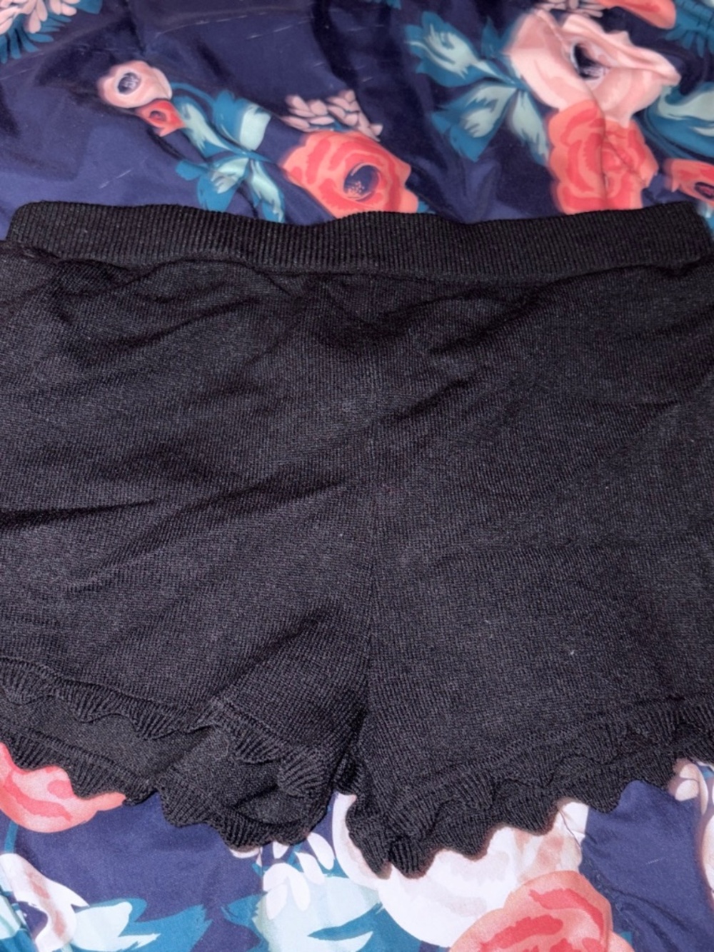 Black scalloped shorts